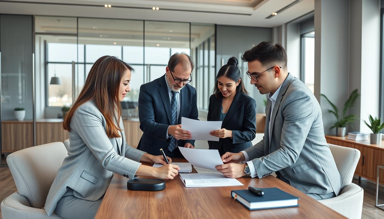 Family reviewing legal documents